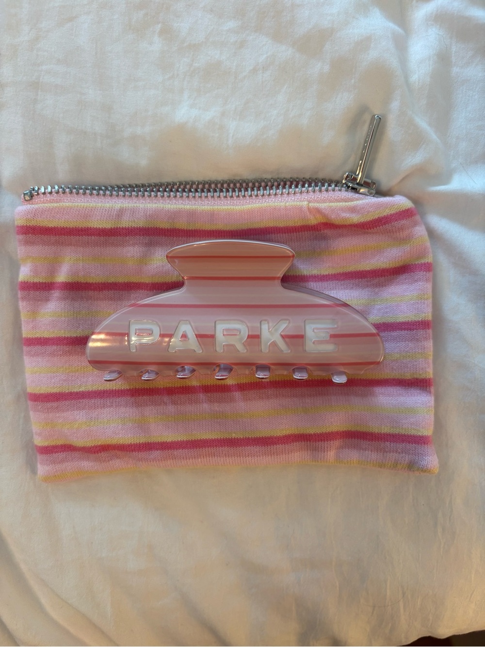 Parke Pink Striped Hair Claw Clip